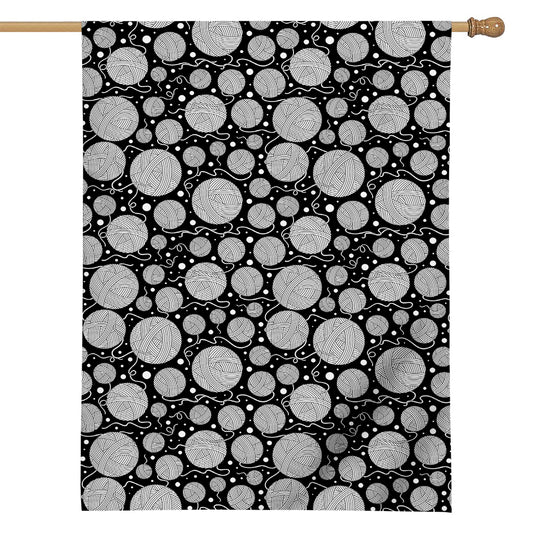 Black And White Yarn Pattern Print House Flag