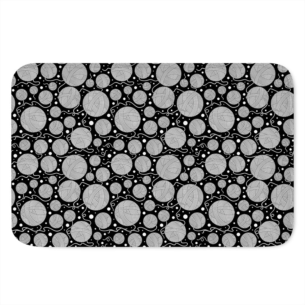 Black And White Yarn Pattern Print Indoor Door Mat