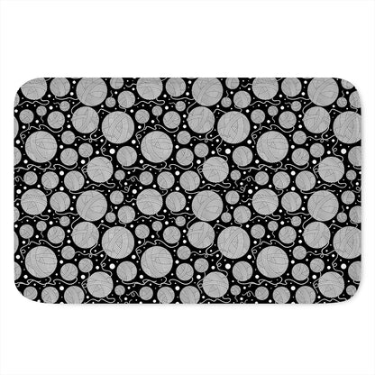 Black And White Yarn Pattern Print Indoor Door Mat