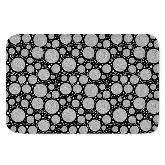 Black And White Yarn Pattern Print Indoor Door Mat