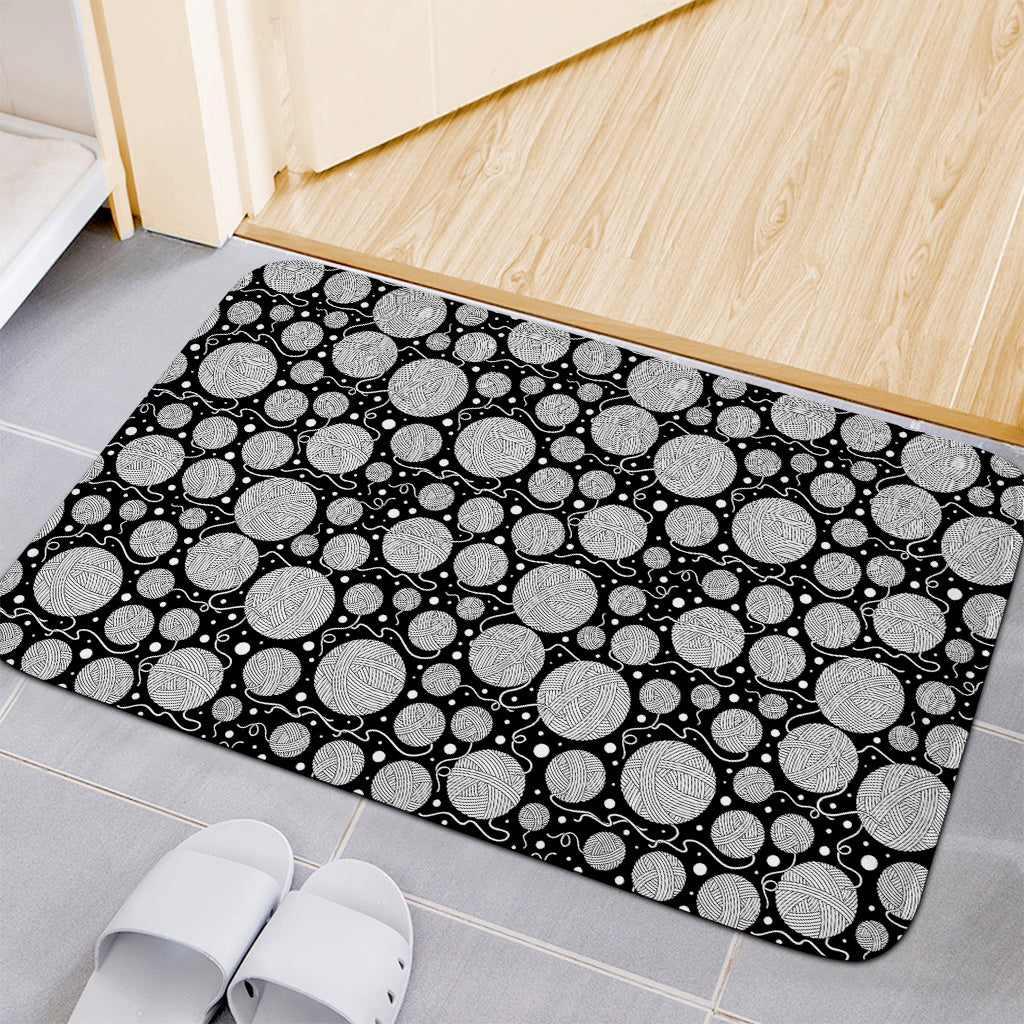 Black And White Yarn Pattern Print Indoor Door Mat
