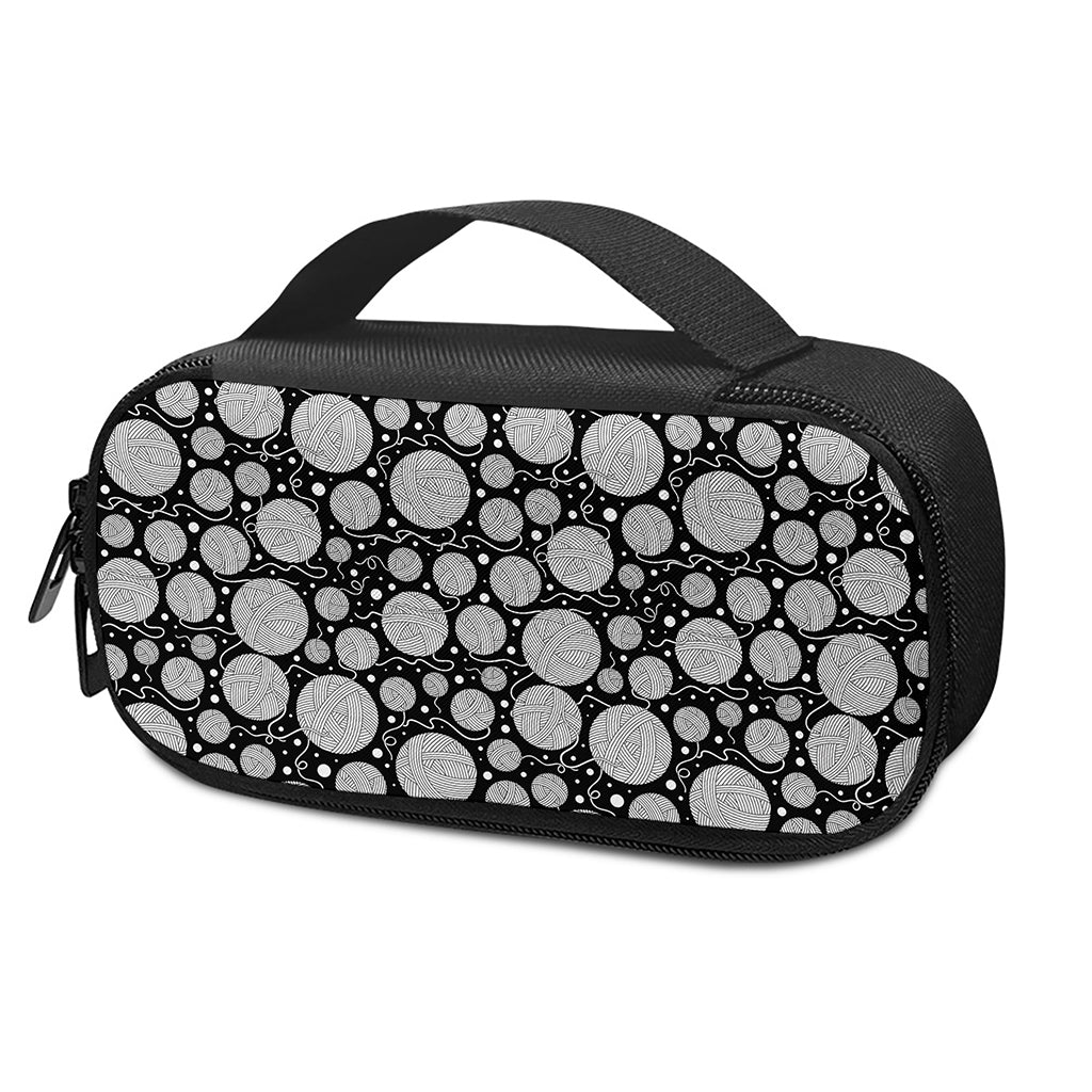 Black And White Yarn Pattern Print Insulin Cooler Travel Case