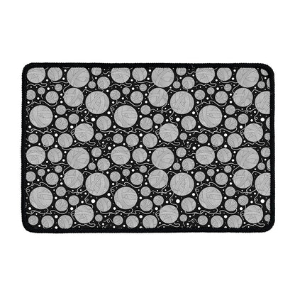 Black And White Yarn Pattern Print Kitchen Mat
