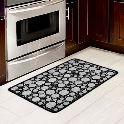 Black And White Yarn Pattern Print Kitchen Mat