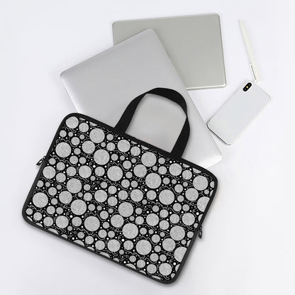 Black And White Yarn Pattern Print Laptop Sleeve With Handle