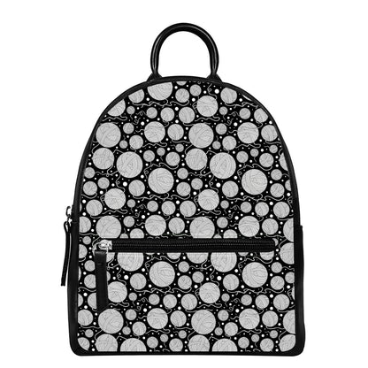 Black And White Yarn Pattern Print Leather Backpack