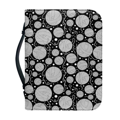 Black And White Yarn Pattern Print Leather Bible Cover