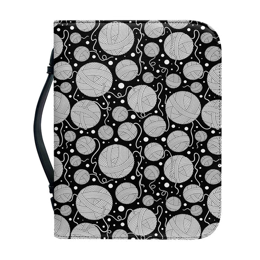 Black And White Yarn Pattern Print Leather Bible Cover