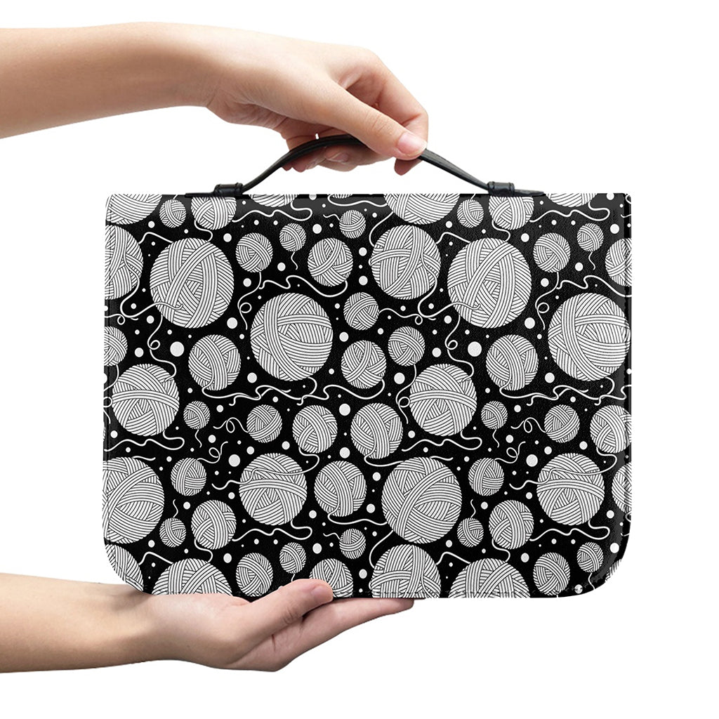 Black And White Yarn Pattern Print Leather Bible Cover