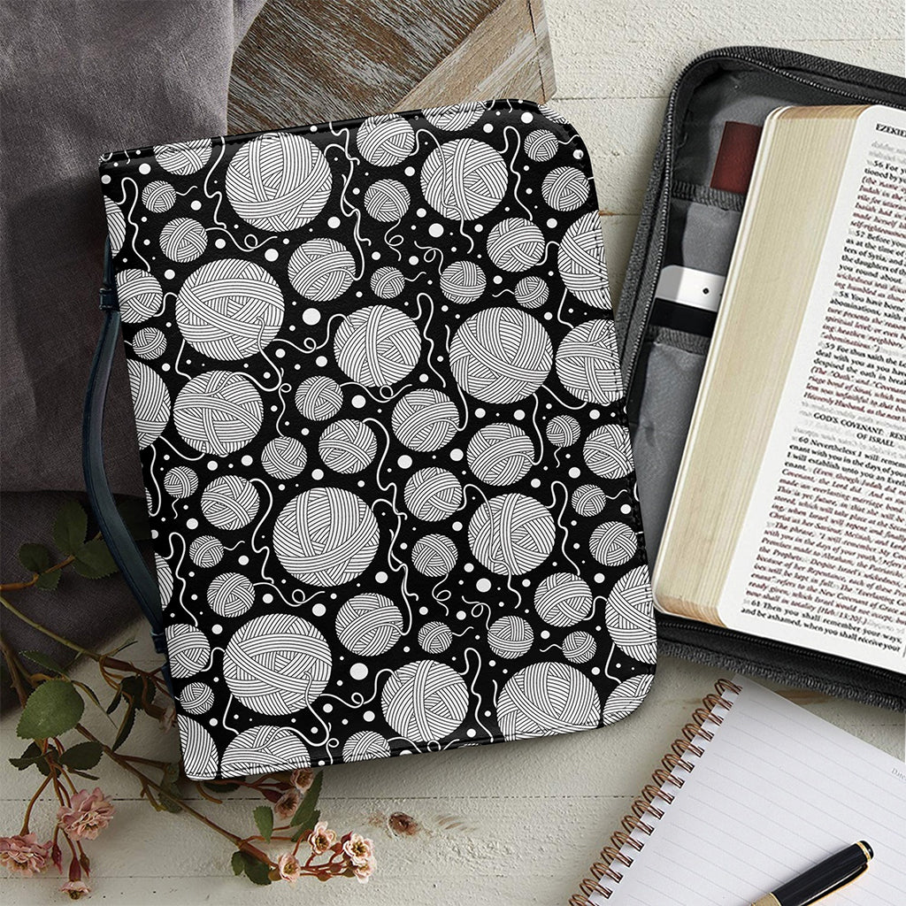 Black And White Yarn Pattern Print Leather Bible Cover