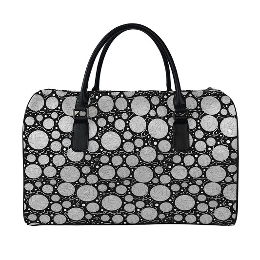 Black And White Yarn Pattern Print Leather Duffle Bag
