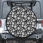 Black And White Yarn Pattern Print Leather Spare Tire Cover