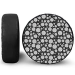 Black And White Yarn Pattern Print Leather Spare Tire Cover