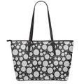 Black And White Yarn Pattern Print Leather Tote Bag With Zipper
