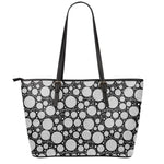Black And White Yarn Pattern Print Leather Tote Bag