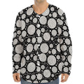 Black And White Yarn Pattern Print Long Sleeve Baseball Jersey