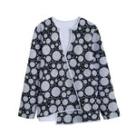 Black And White Yarn Pattern Print Long Sleeve Short Coat