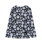 Black And White Yarn Pattern Print Long Sleeve Short Coat