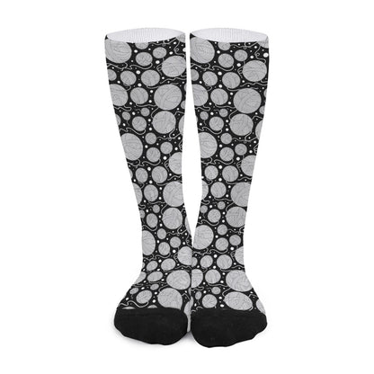 Black And White Yarn Pattern Print Long Socks