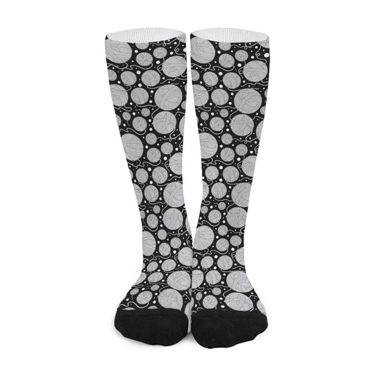 Black And White Yarn Pattern Print Long Socks