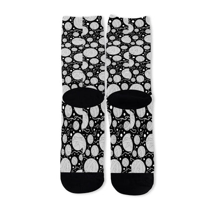 Black And White Yarn Pattern Print Long Socks