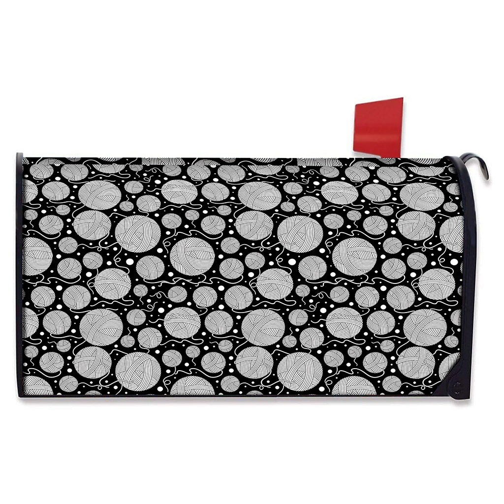 Black And White Yarn Pattern Print Mailbox Cover