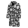 Black And White Yarn Pattern Print Men's Bathrobe