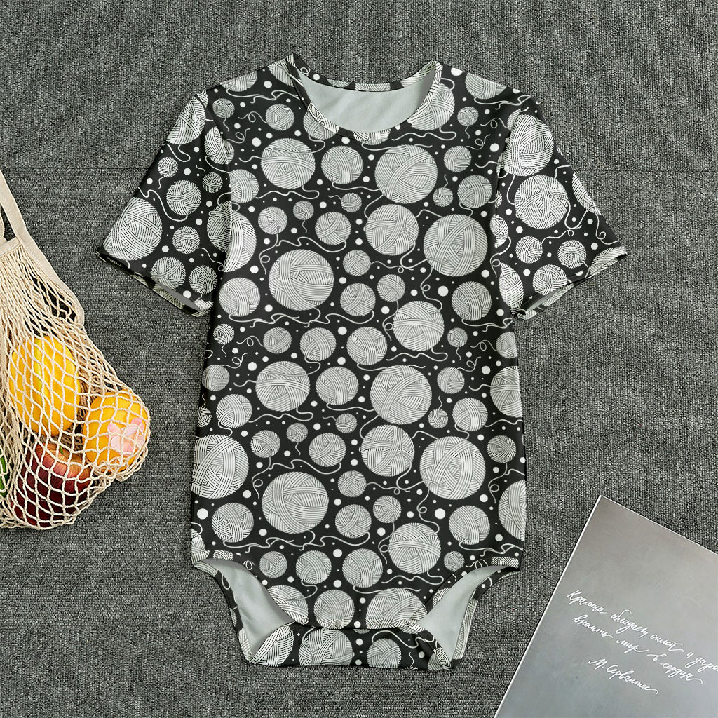 Black And White Yarn Pattern Print Men's Bodysuit