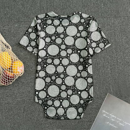 Black And White Yarn Pattern Print Men's Bodysuit