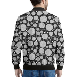 Black And White Yarn Pattern Print Men's Bomber Jacket