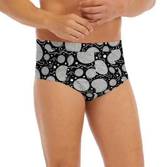 Black And White Yarn Pattern Print Men's Briefs