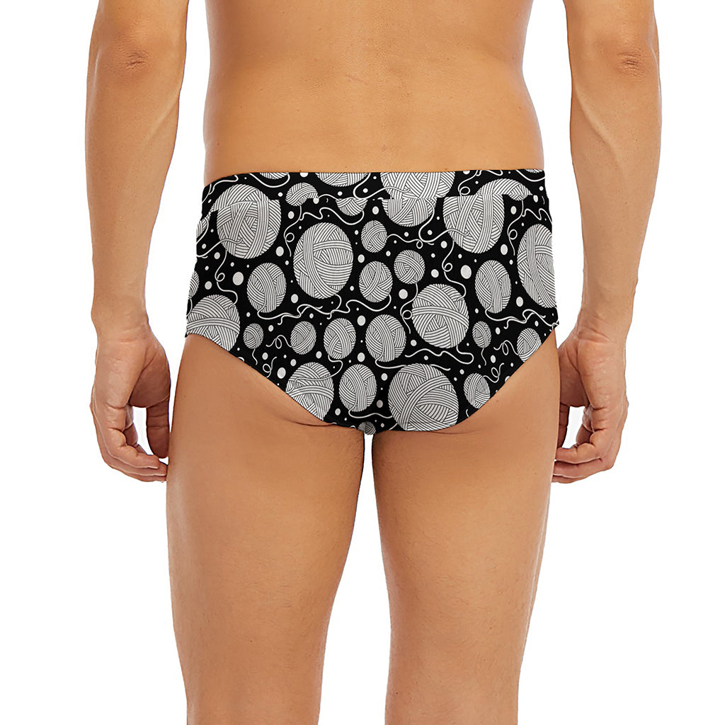 Black And White Yarn Pattern Print Men's Briefs