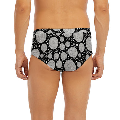 Black And White Yarn Pattern Print Men's Briefs