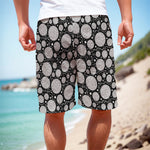 Black And White Yarn Pattern Print Men's Cargo Shorts
