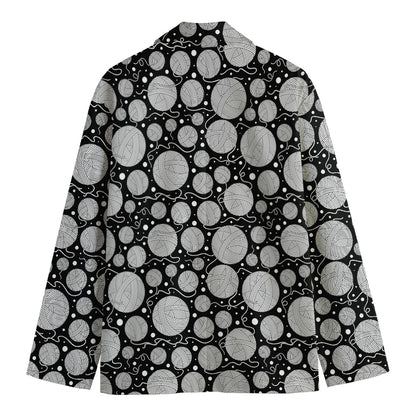 Black And White Yarn Pattern Print Men's Cotton Blazer