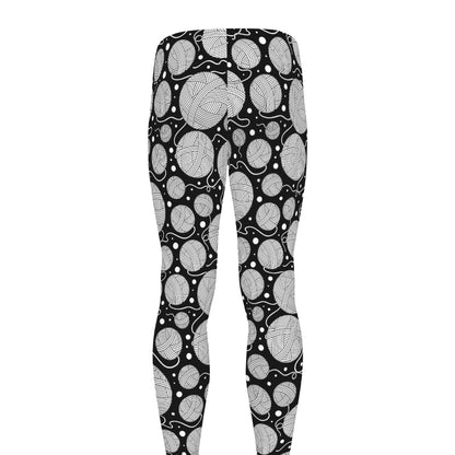 Black And White Yarn Pattern Print Men's leggings