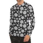 Black And White Yarn Pattern Print Men's Long Sleeve Rash Guard