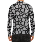Black And White Yarn Pattern Print Men's Long Sleeve Rash Guard