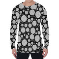 Black And White Yarn Pattern Print Men's Long Sleeve T-Shirt