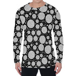 Black And White Yarn Pattern Print Men's Long Sleeve T-Shirt