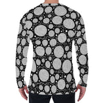 Black And White Yarn Pattern Print Men's Long Sleeve T-Shirt