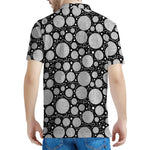 Black And White Yarn Pattern Print Men's Polo Shirt