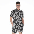 Black And White Yarn Pattern Print Men's Romper