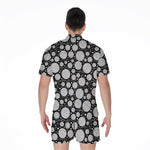 Black And White Yarn Pattern Print Men's Rompers