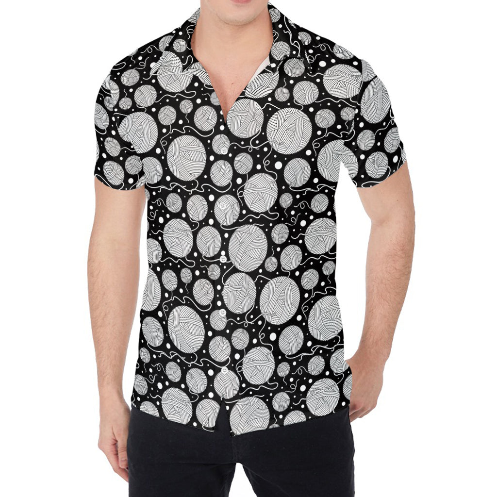 Black And White Yarn Pattern Print Men's Shirt