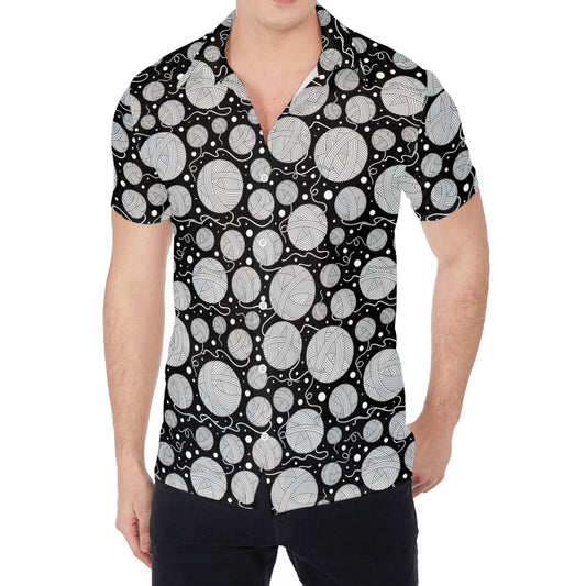 Black And White Yarn Pattern Print Men's Shirt