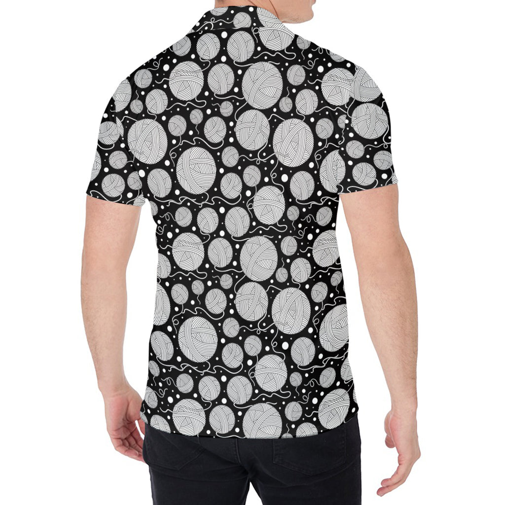 Black And White Yarn Pattern Print Men's Shirt