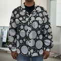 Black And White Yarn Pattern Print Men's Shirt Jacket