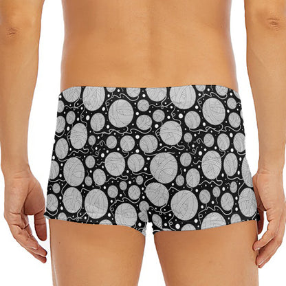 Black And White Yarn Pattern Print Men's Short Boxer Briefs
