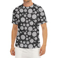 Black And White Yarn Pattern Print Men's Short Sleeve Rash Guard
